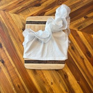 Nasty Gal White One Shoulder top with Organza accent